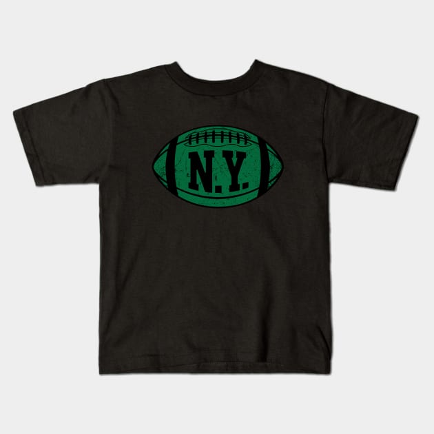 NY Retro Football - Black Kids T-Shirt by KFig21